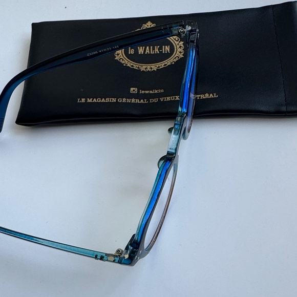 Blue and Brown Round Glasses with Case - Picture 2 of 8